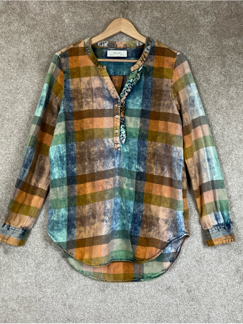 Isabella Sinclair Shirt Womens Small Plaid Cotton Pullover Long Sleeve- 4634